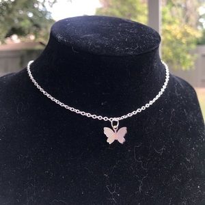 Silver dainty butterfly necklace